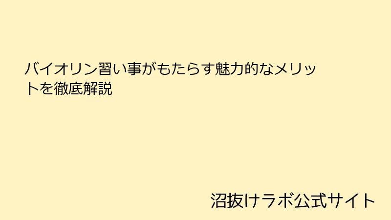バイオリン習い事がもたらす魅力的なメリットを徹底解説