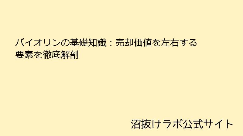 バイオリンの基礎知識：売却価値を左右する要素を徹底解剖