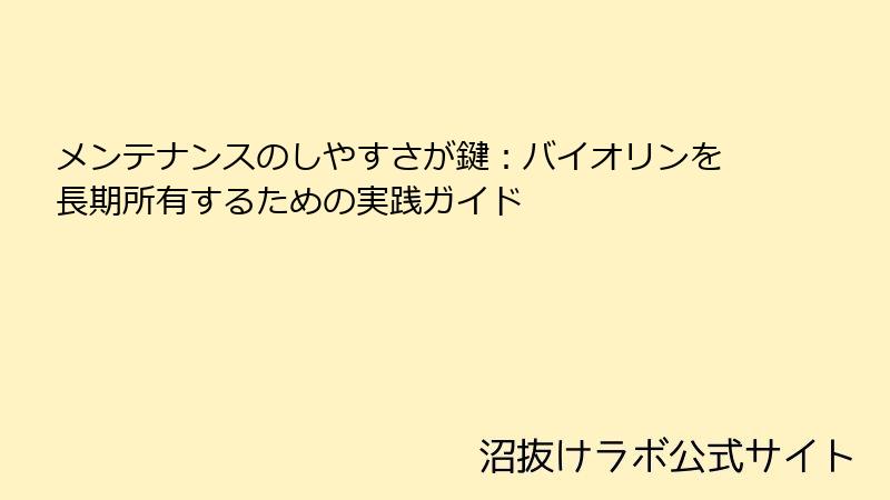 メンテナンスのしやすさが鍵：バイオリンを長期所有するための実践ガイド