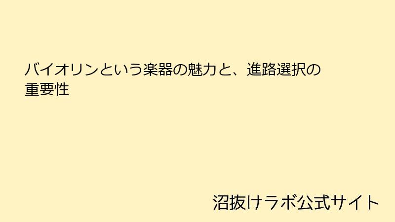 バイオリンという楽器の魅力と、進路選択の重要性