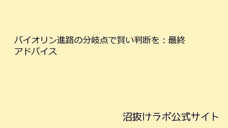 バイオリン進路の分岐点で賢い判断を：最終アドバイス